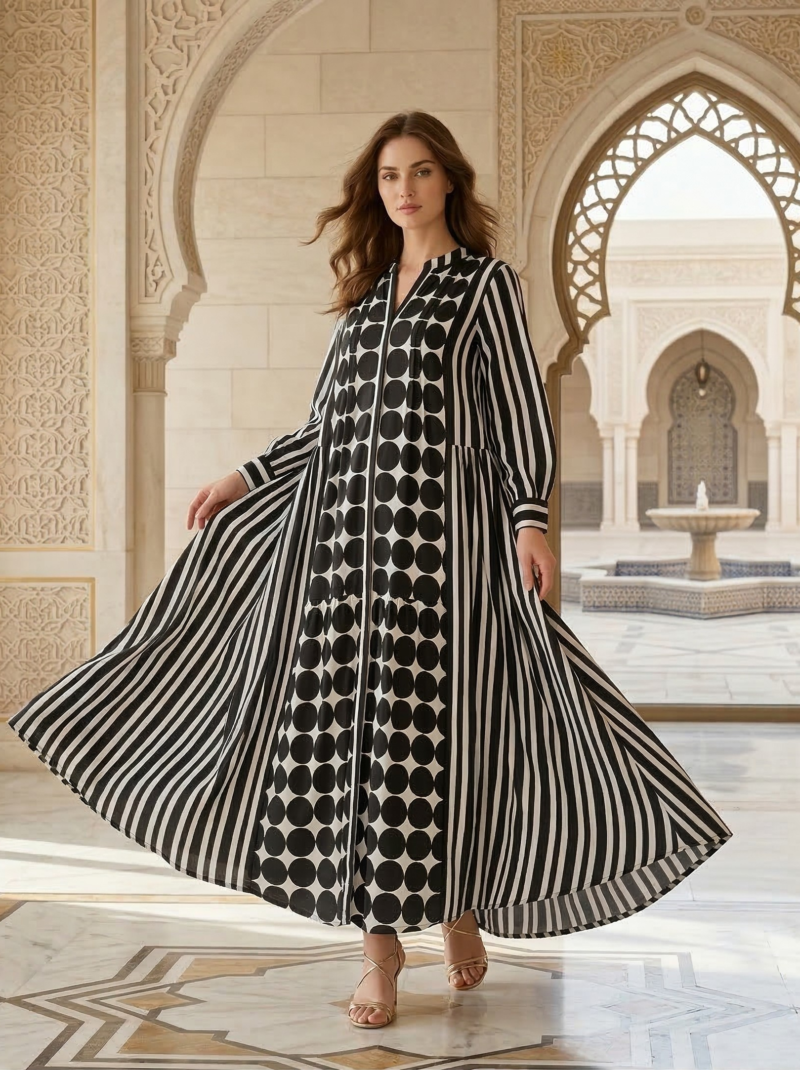 Monochrome Dot & Stripe Maxi
