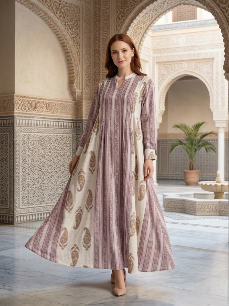 Lavender Stripe & Paisley Maxi