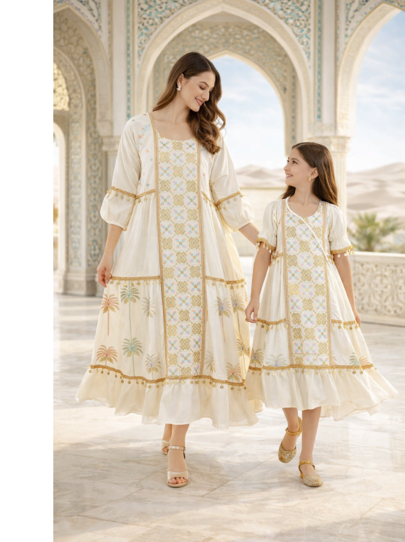 Tropical Palm Embroidered Mom & Mini Set