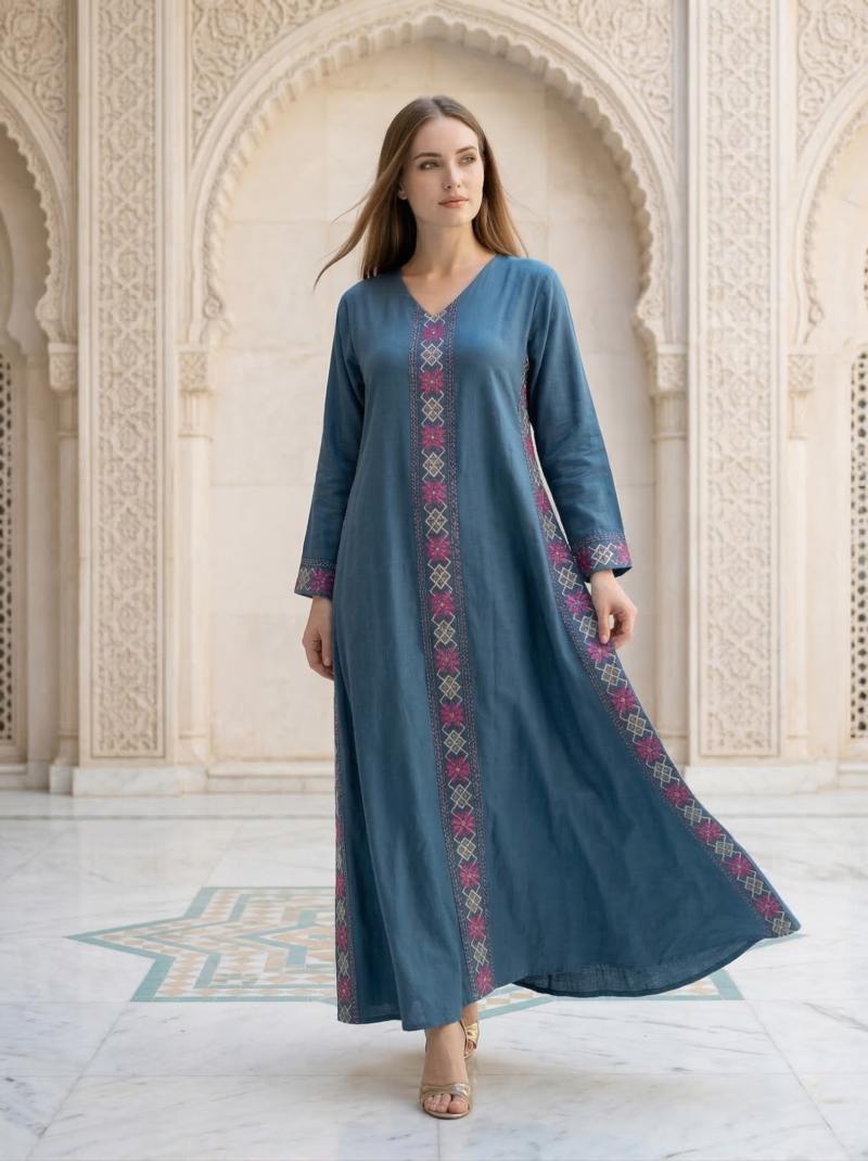 Teal Blue Minimalist A-Line Dress