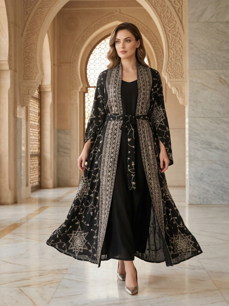 Midnight Gold Starburst Overlay Jacket Set